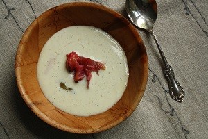 Kefirkoldskål med rabarberkompot
